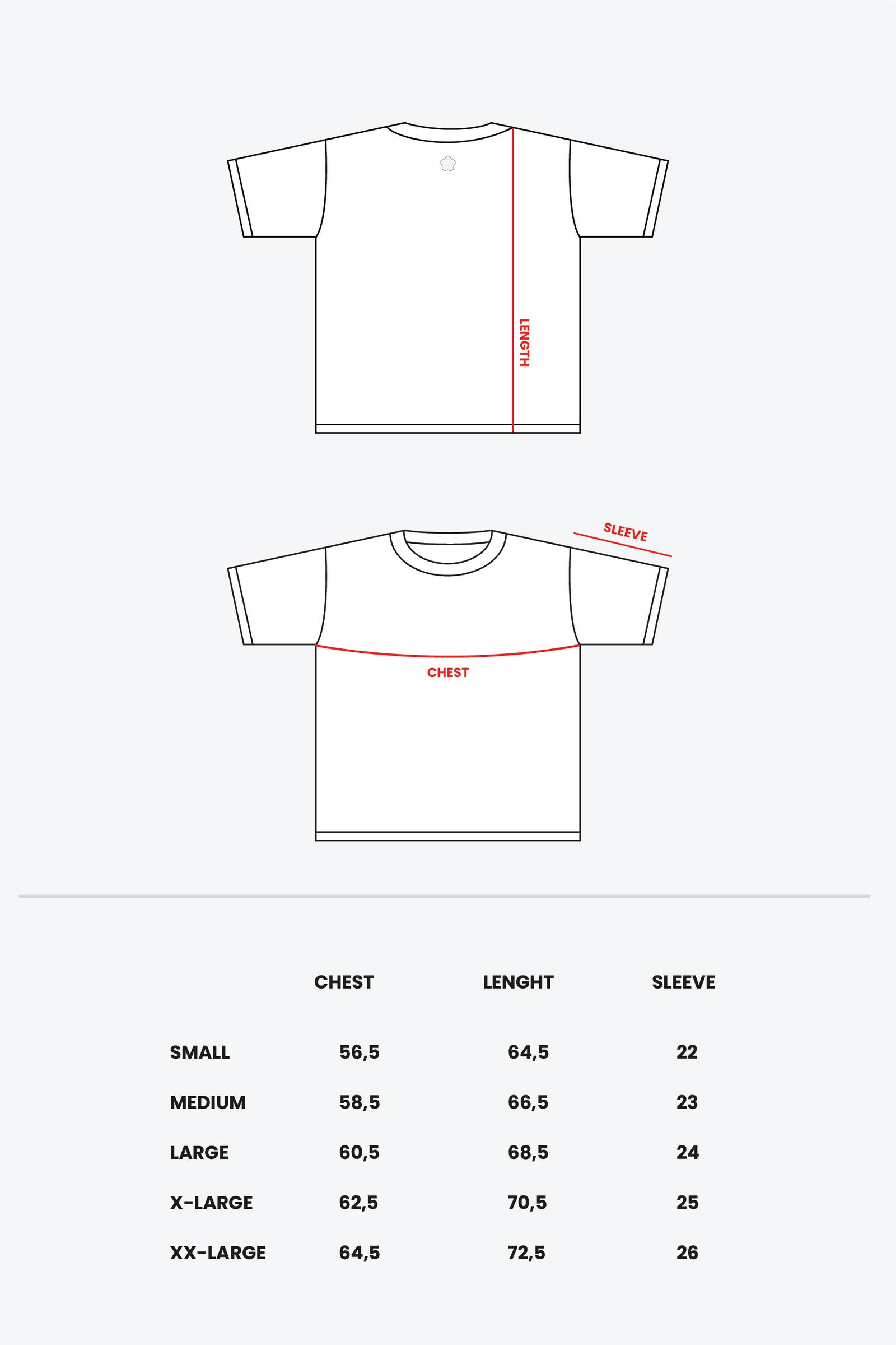 Size chart - WHITE BLANK TEE
